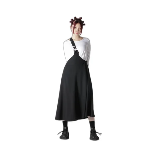 Wool Gabardine Shoulder Strap Skirt
