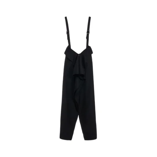 Wool Gabardine Squared Suspender Skirt