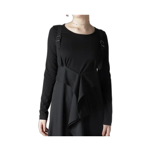 Wool Gabardine Squared Suspender Skirt