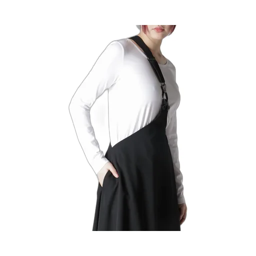Wool Gabardine Shoulder Strap Skirt