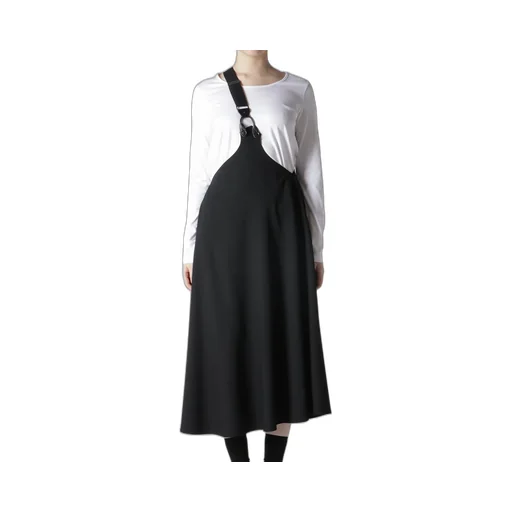 Wool Gabardine Shoulder Strap Skirt