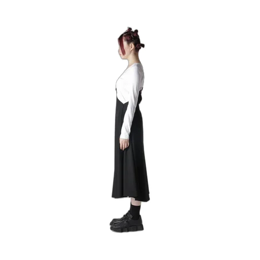 Wool Gabardine Shoulder Strap Skirt