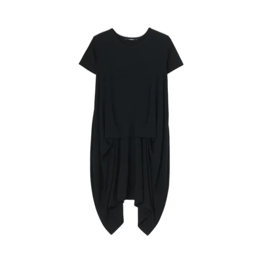High Twist Smooth Rayon Short Sleeve Tuck Dress
