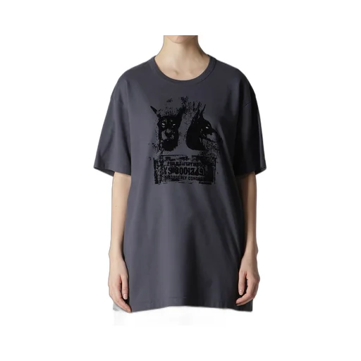Animal Flocked Print Round Neck Short Sleeve T