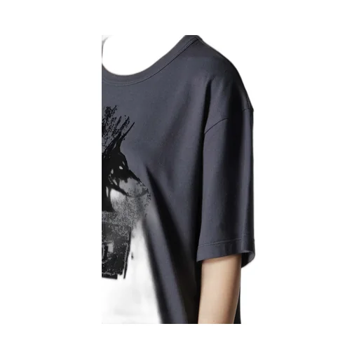 Animal Flocked Print Round Neck Short Sleeve T