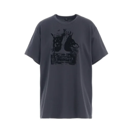Animal Flocked Print Round Neck Short Sleeve T