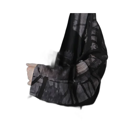 Flower&Cable Print Big Collar Coat