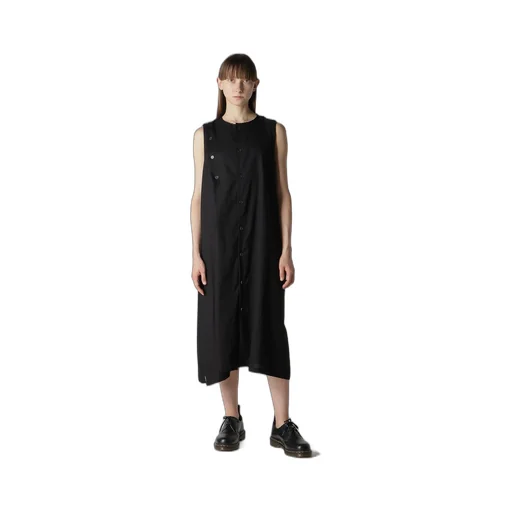 [Y's Born Product] Thin Cotton Twill Asymmeteric Button Dress