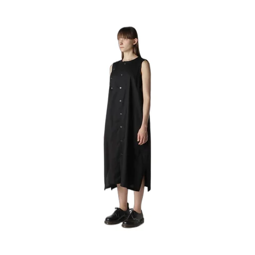 [Y's Born Product] Thin Cotton Twill Asymmeteric Button Dress