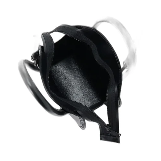 Semi-Gloss Leather Chopped Round Bag