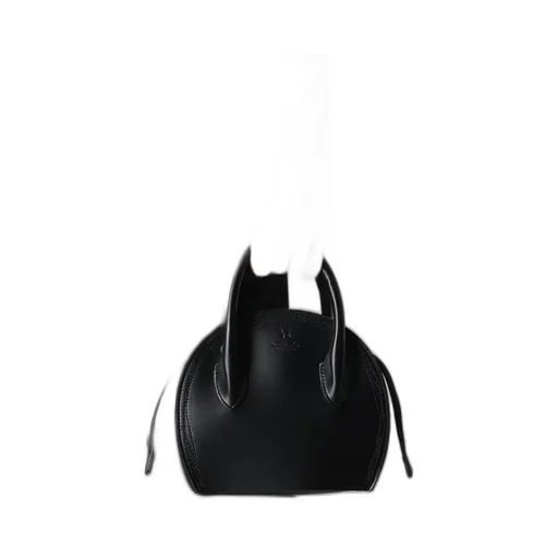Semi-Gloss Leather Chopped Round Bag