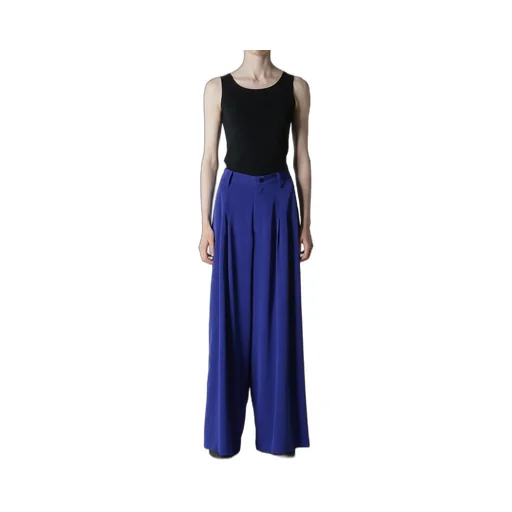 Crepe De Chine Doube Tucked Wide Pants