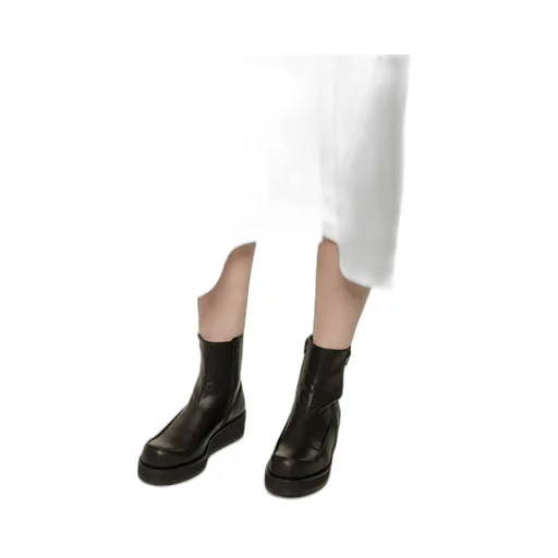 Soomth Leather Platform Zip Up Boots