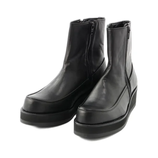 Soomth Leather Platform Zip Up Boots
