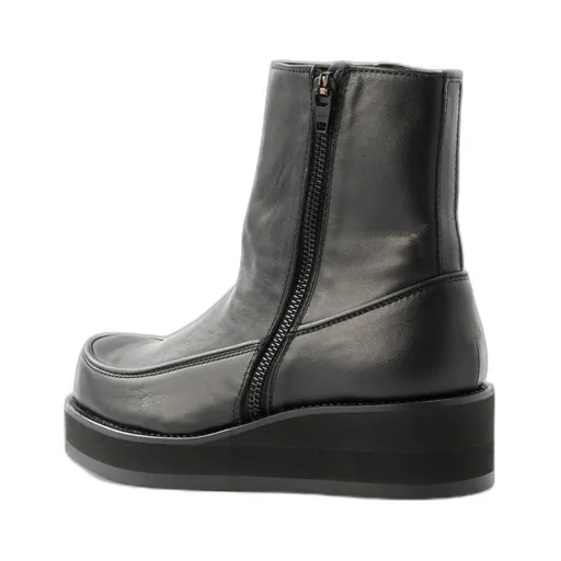 Soomth Leather Platform Zip Up Boots