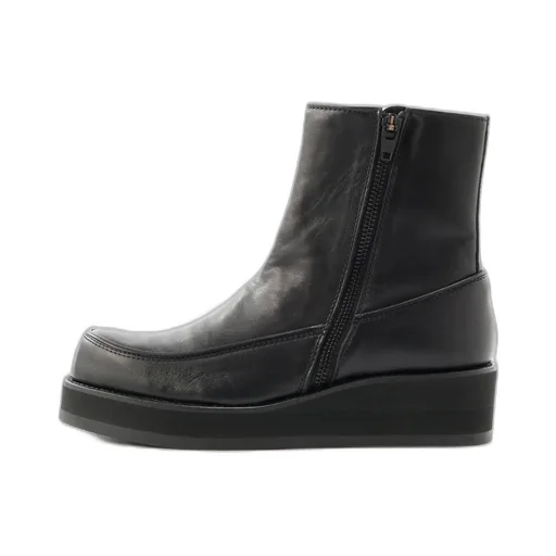 Soomth Leather Platform Zip Up Boots