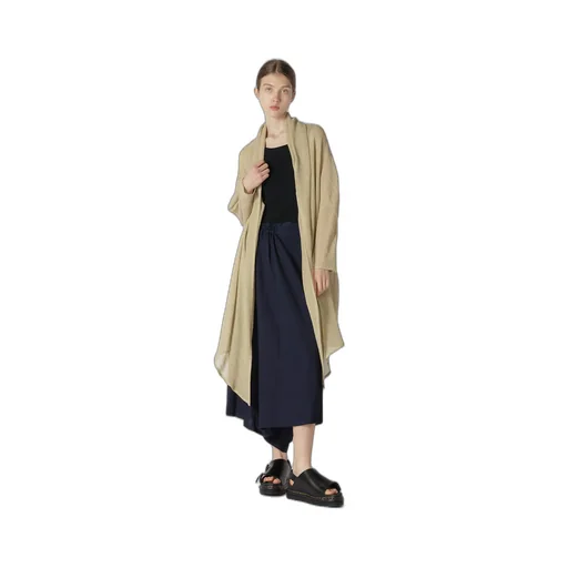 Leno Cloth Shawl Collar Long Cardigan