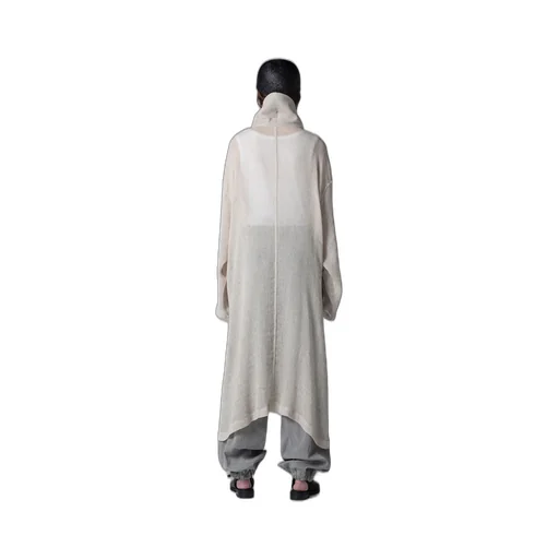 Leno Cloth Stand Collar Dress