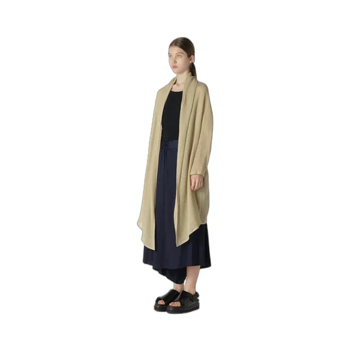 Leno Cloth Shawl Collar Long Cardigan
