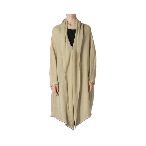 Leno Cloth Shawl Collar Long Cardigan