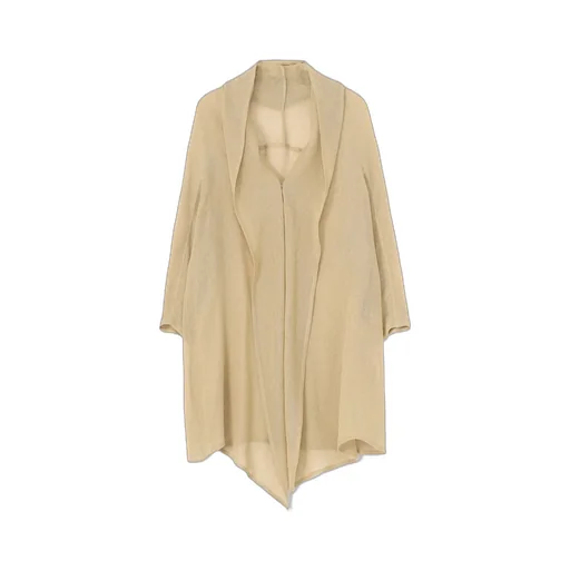 Leno Cloth Shawl Collar Long Cardigan