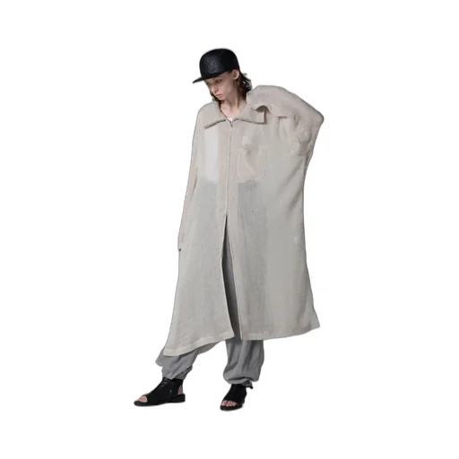 Leno Cloth Stand Collar Dress