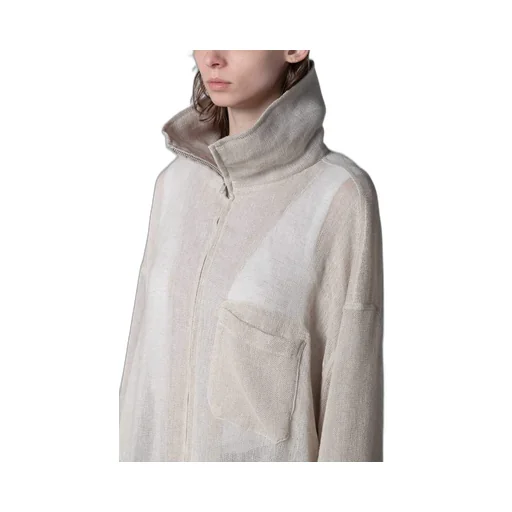 Leno Cloth Stand Collar Dress