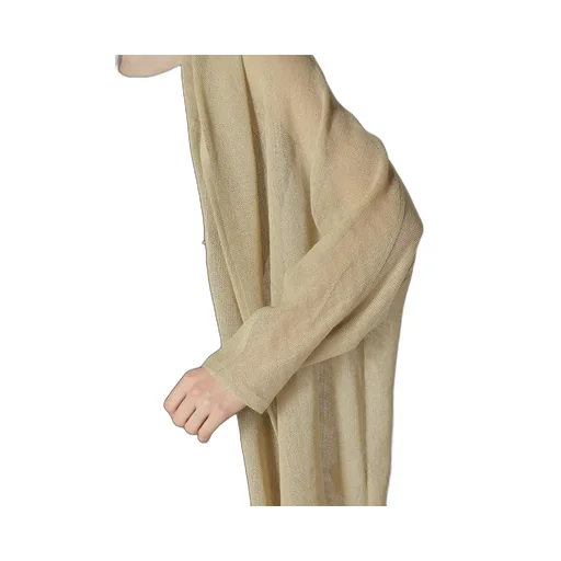Leno Cloth Shawl Collar Long Cardigan