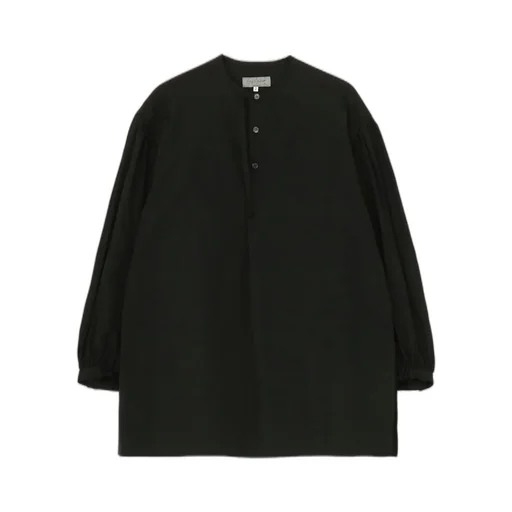 Cotton Broad Gather Sleeve Stand Blouse