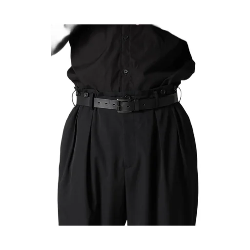 Wool Gabardine 2 Tucks Suspender Pants