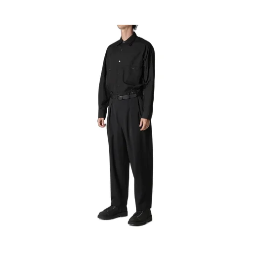 Wool Gabardine 2 Tucks Suspender Pants