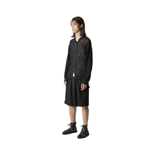 7G 1Ply Openwork Zip Blouson