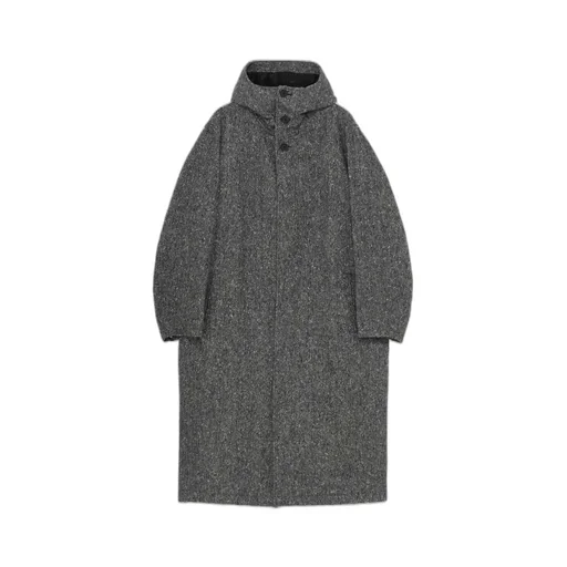 Nep Tweed Fly Front Hooded Coat