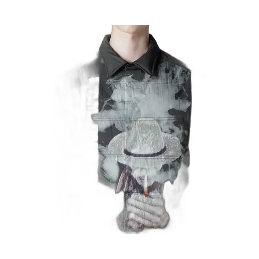 Tobacco Old Man Printed Padded Blouse
