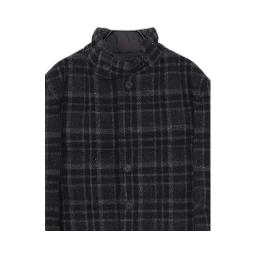 Horizontal Padded Plaid Stand Jacket