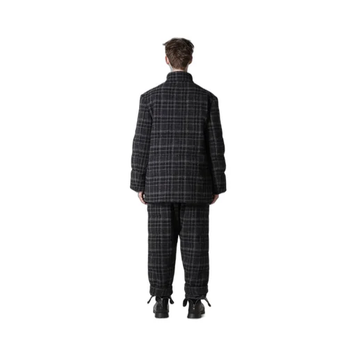Horizontal Padded Plaid Stand Jacket
