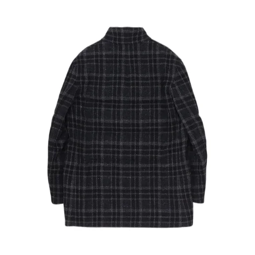 Horizontal Padded Plaid Stand Jacket