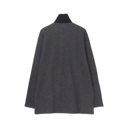 C/W Twill Jersey Padded Collar Half Zip Long Blouse