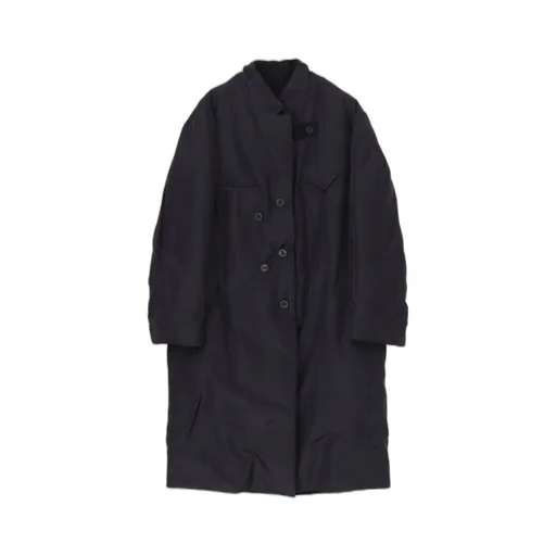 Silk Denim 3Buttons Diagonal Padded Long Jacket