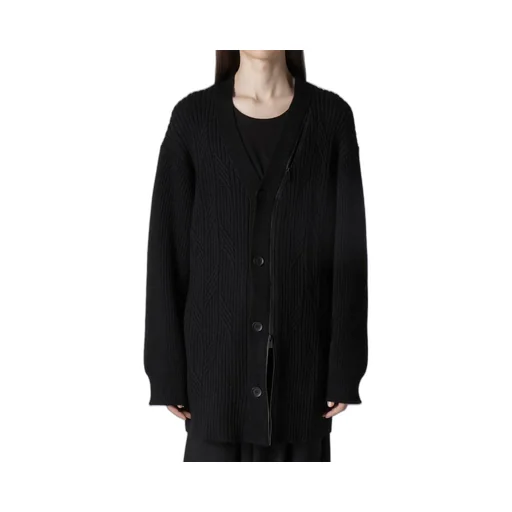 5G1P Cable+Cardigan Stitch Zip V Neck Cardigan