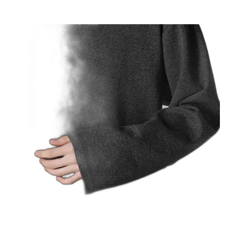 Cotton Wool Twill Jersey Side Slit Padded High Neck Po