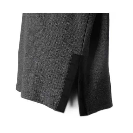 Cotton Wool Twill Jersey Side Slit Padded High Neck Po