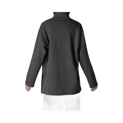 Cotton Wool Twill Jersey Side Slit Padded High Neck Po