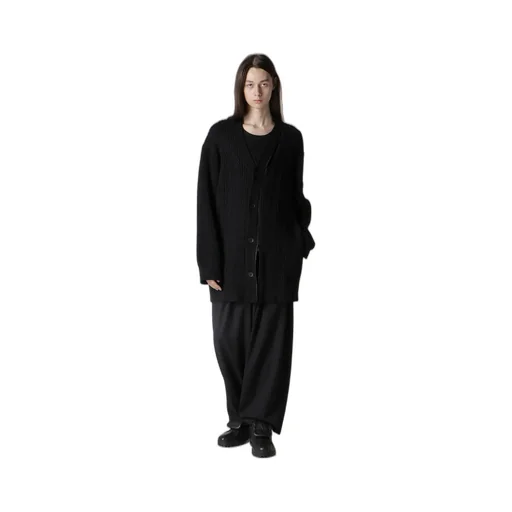 5G1P Cable+Cardigan Stitch Zip V Neck Cardigan