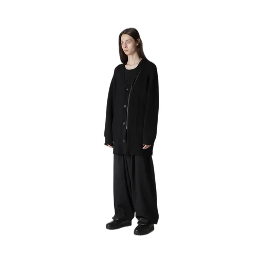 5G1P Cable+Cardigan Stitch Zip V Neck Cardigan