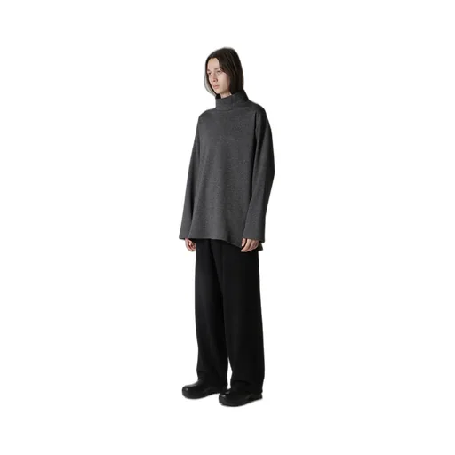 Cotton Wool Twill Jersey Side Slit Padded High Neck Po