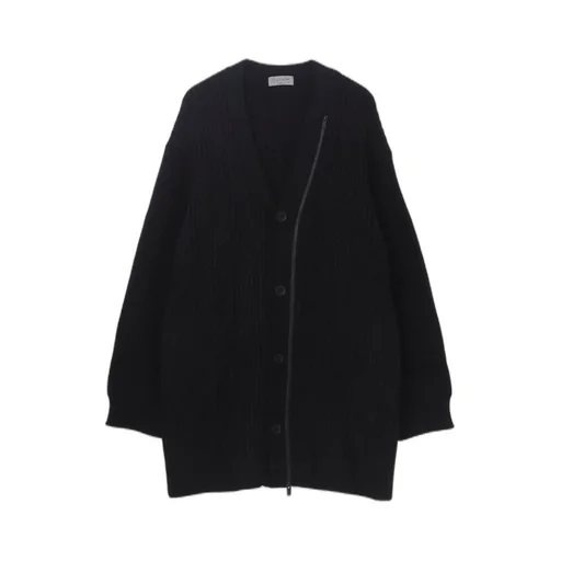 5G1P Cable+Cardigan Stitch Zip V Neck Cardigan