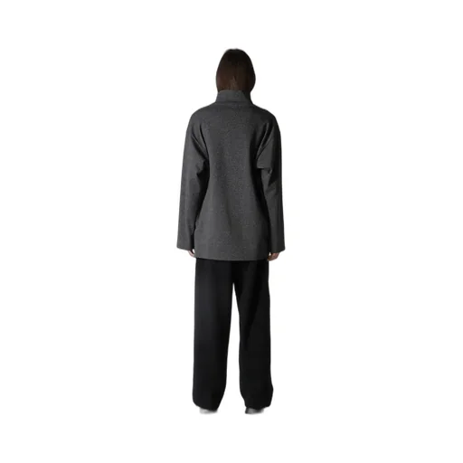 Cotton Wool Twill Jersey Side Slit Padded High Neck Po