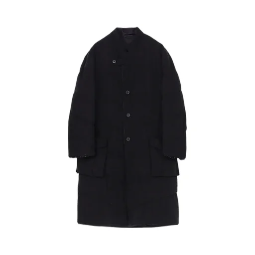 Silk Denim 3Buttons Diagonal Padded Long Jacket