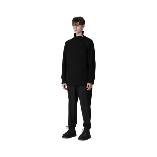 5G1P Cable+Cardigan Stitch Side Zip Hign Neck Po